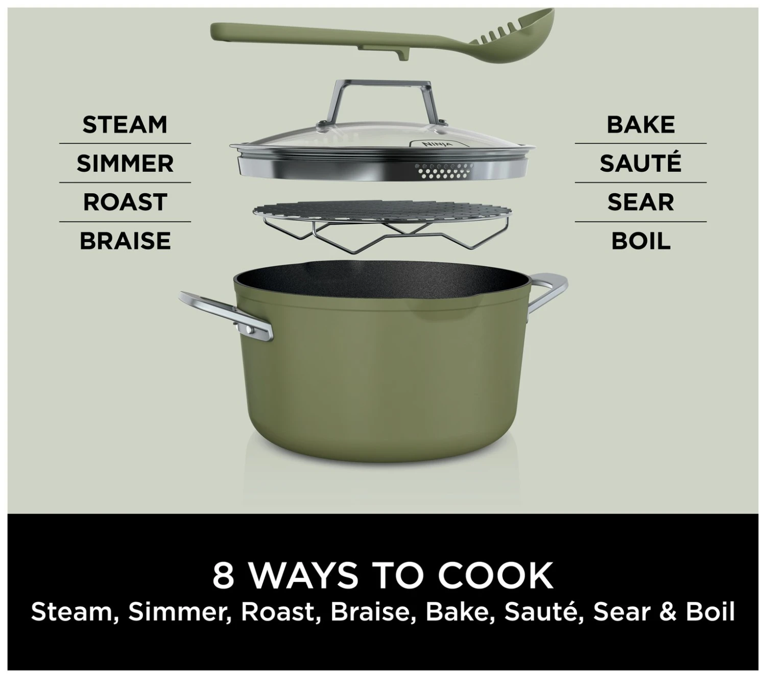 Ninja Zerostick 30cm Non Stick Aluminium Possible Pot -Green - Image 3