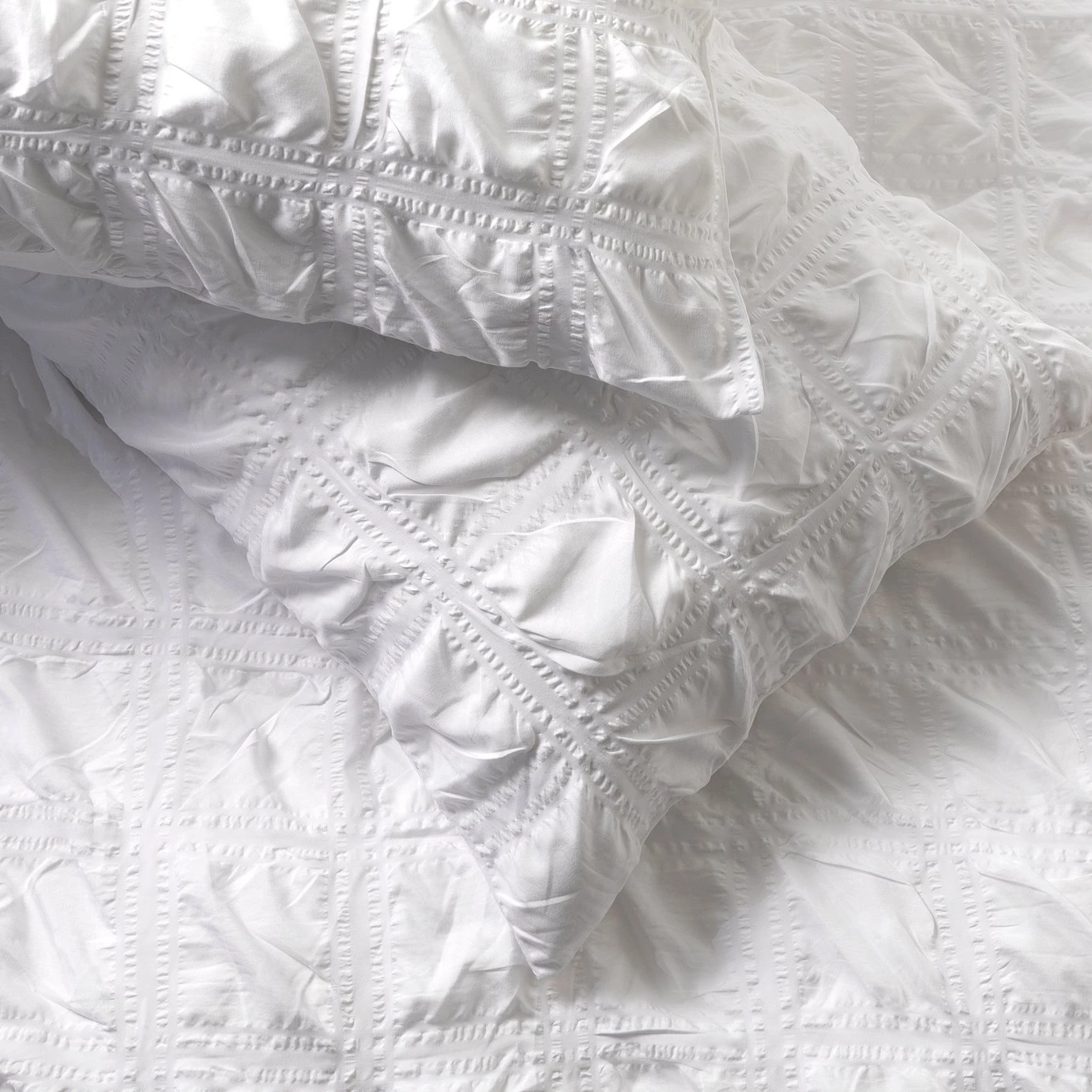 Habitat Seersucker Square White Bedding Set - Single - Image 4