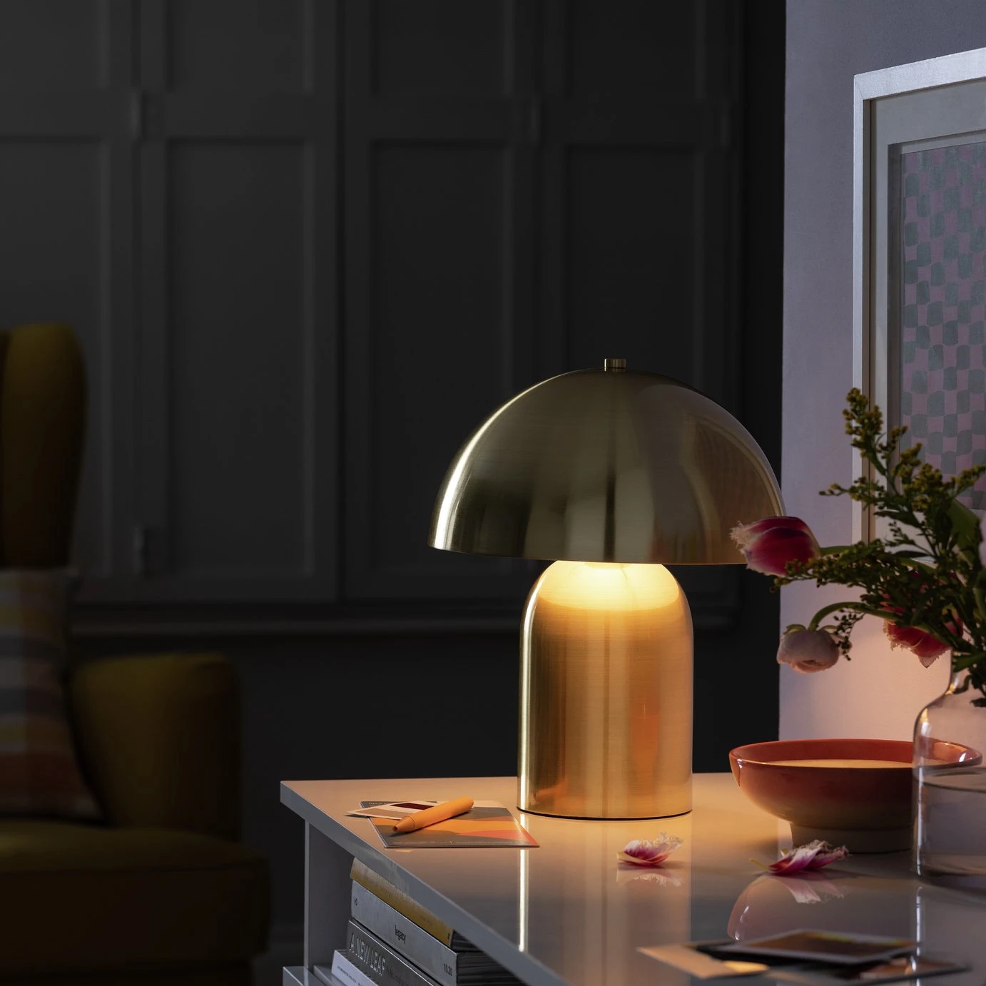 Habitat Mushroom Steel Table Lamp - Brass - Image 2