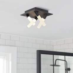 Habitat Metal 4 Light LED Bathroom Flush Ceiling Light-Black