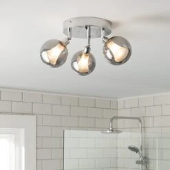 Habitat Globe Metal Bathroom Flush To Ceiling Light - Silver