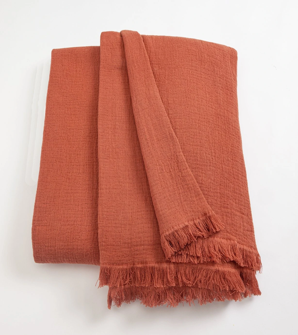 Habitat Cotton Plain Textured Throw - Terracotta - 150x200cm