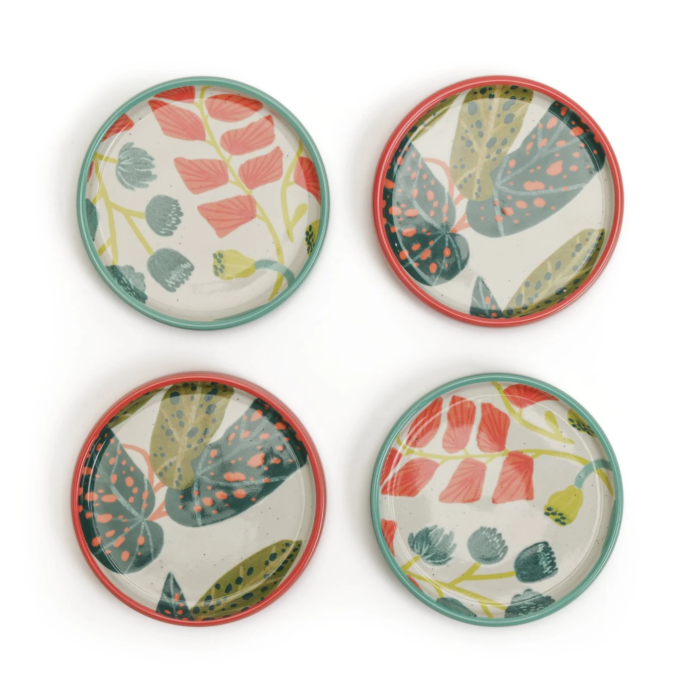 Habitat X Kew Set Of 4 Ceramic Botanical Coasters