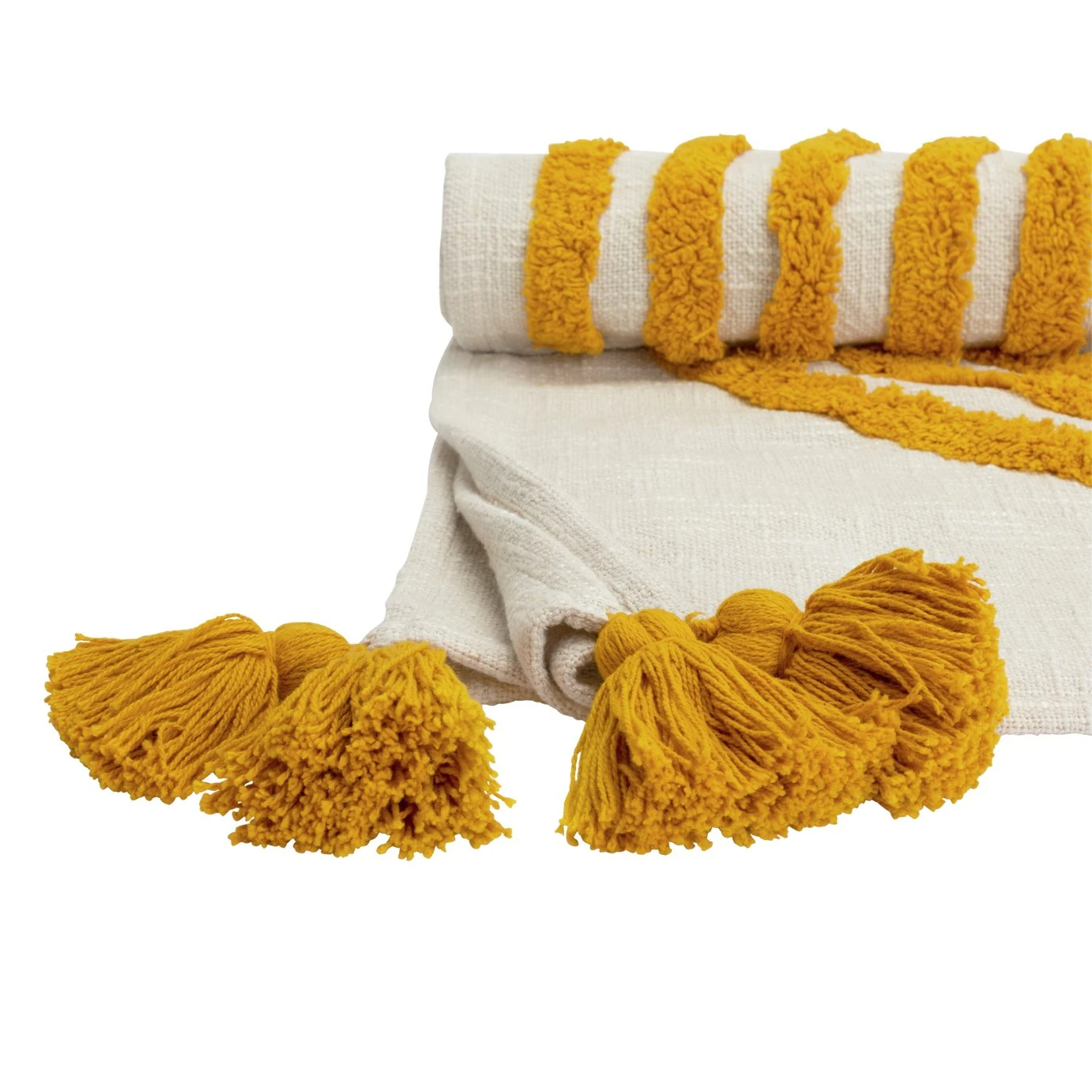 Habitat Geo Tufted Throw - White & Yellow - 125x150cm - Image 4