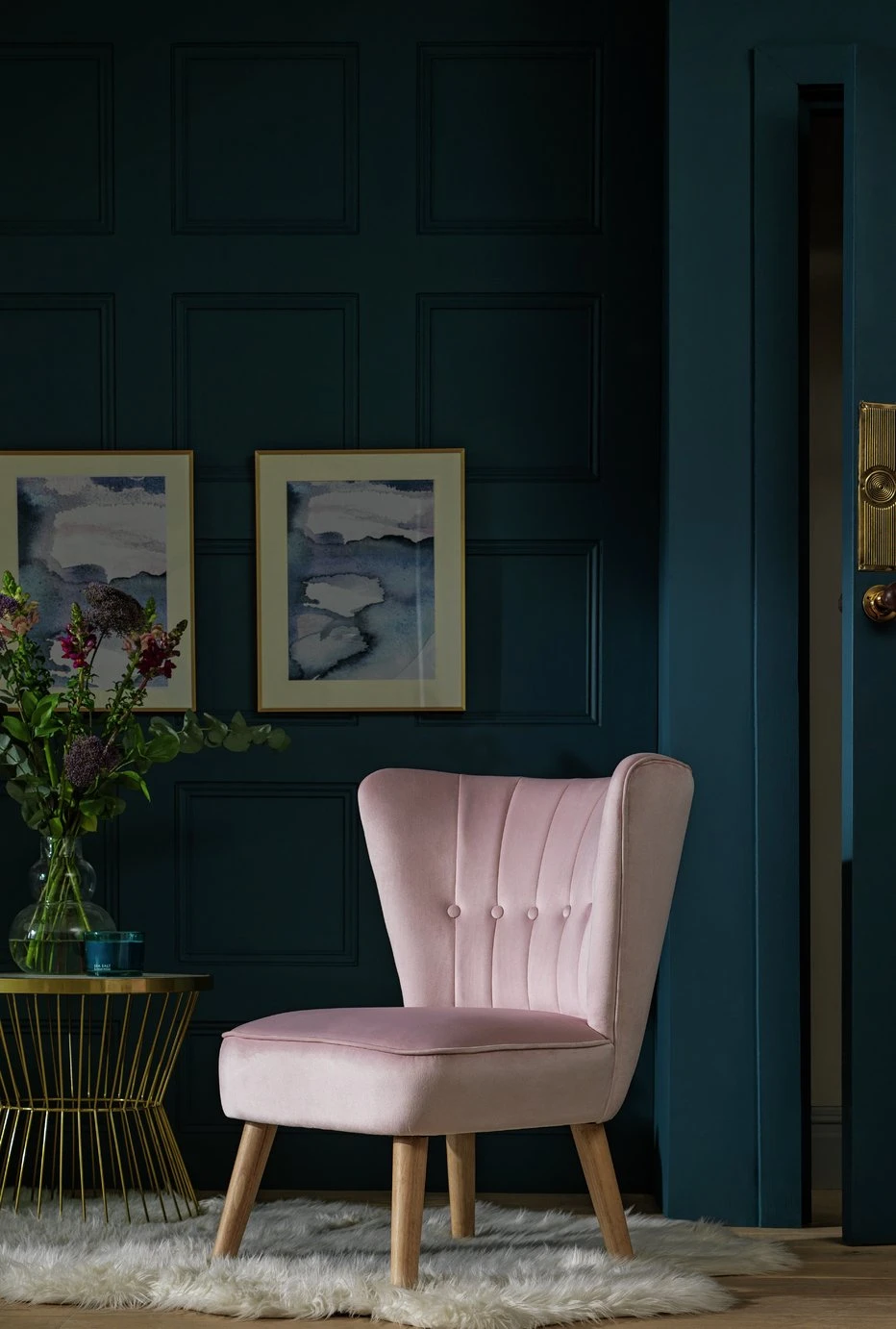 Habitat Alexis Velvet Cocktail Chair - Navy - Image 2