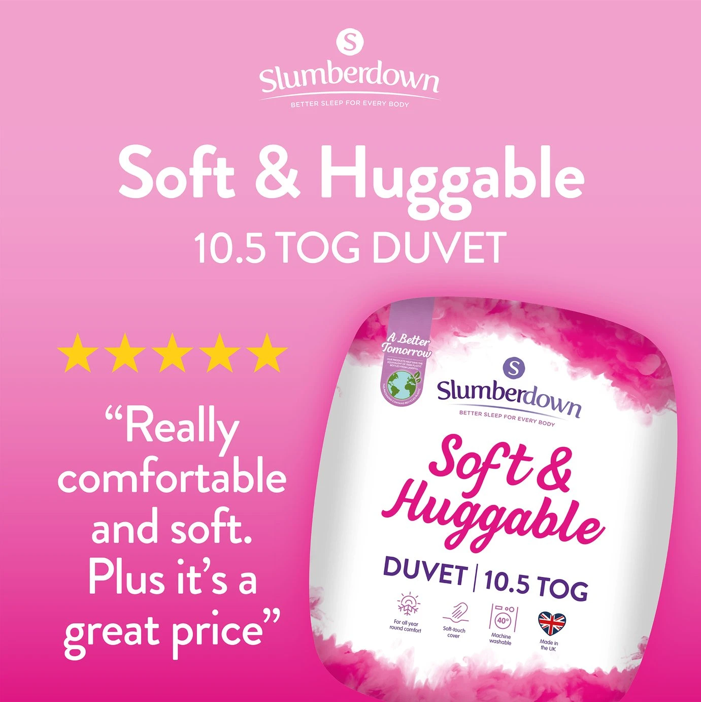 Slumberdown Soft & Huggable 10.5 Tog Duvet - Single - Image 2