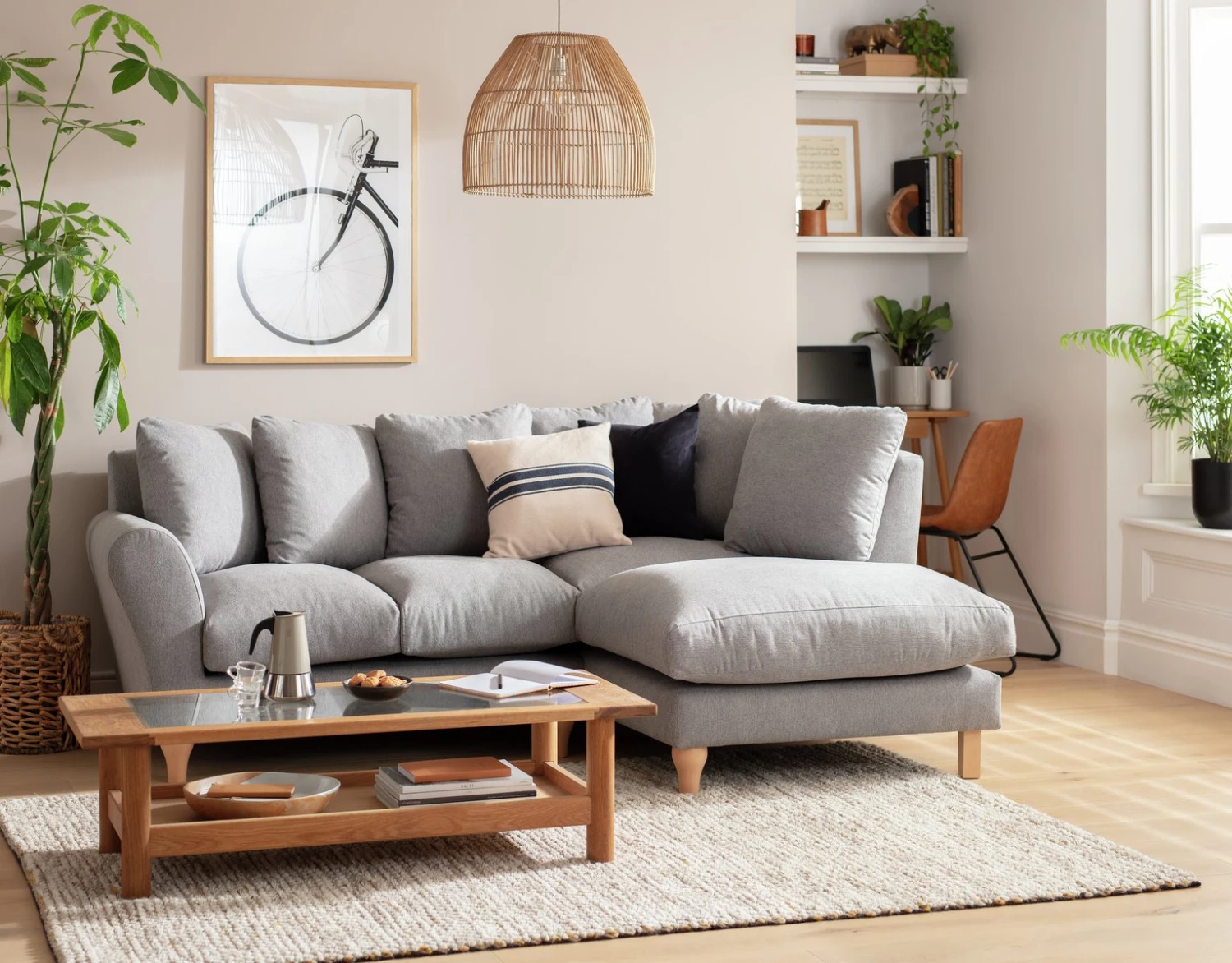 Habitat Carrie Fabric Right Hand Corner Chaise Sofa - Grey - Image 2