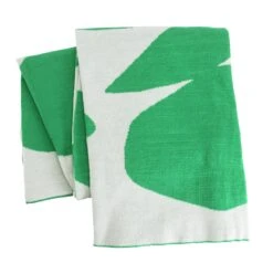 Habitat Floral Pattern Knit Throw - White & Green -125x150cm