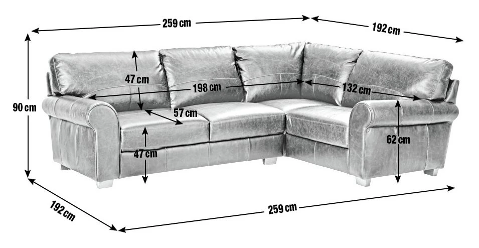 Habitat Salisbury Leather Left Hand Corner Sofa - Black - Image 4