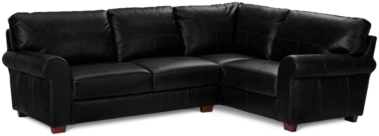Habitat Salisbury Leather Left Hand Corner Sofa - Black