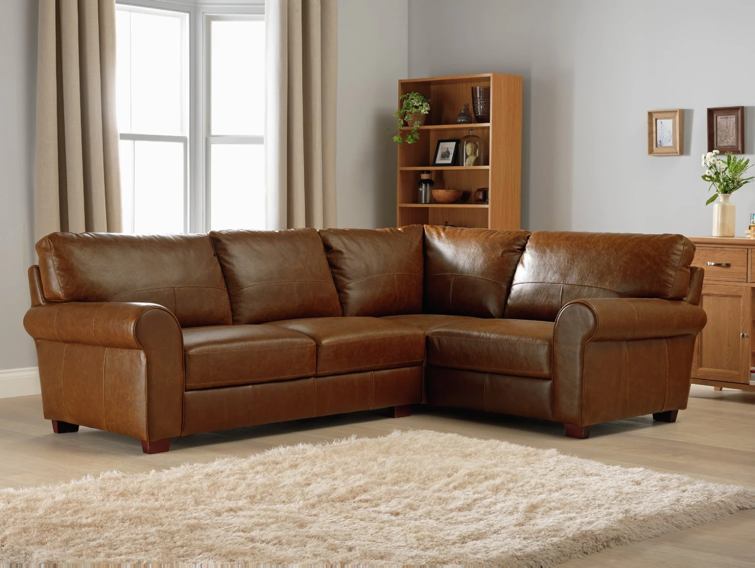 Habitat Salisbury Leather Left Hand Corner Sofa - Black - Image 2