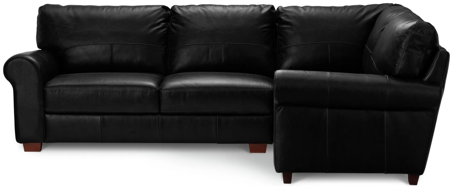 Habitat Salisbury Leather Left Hand Corner Sofa - Black - Image 5