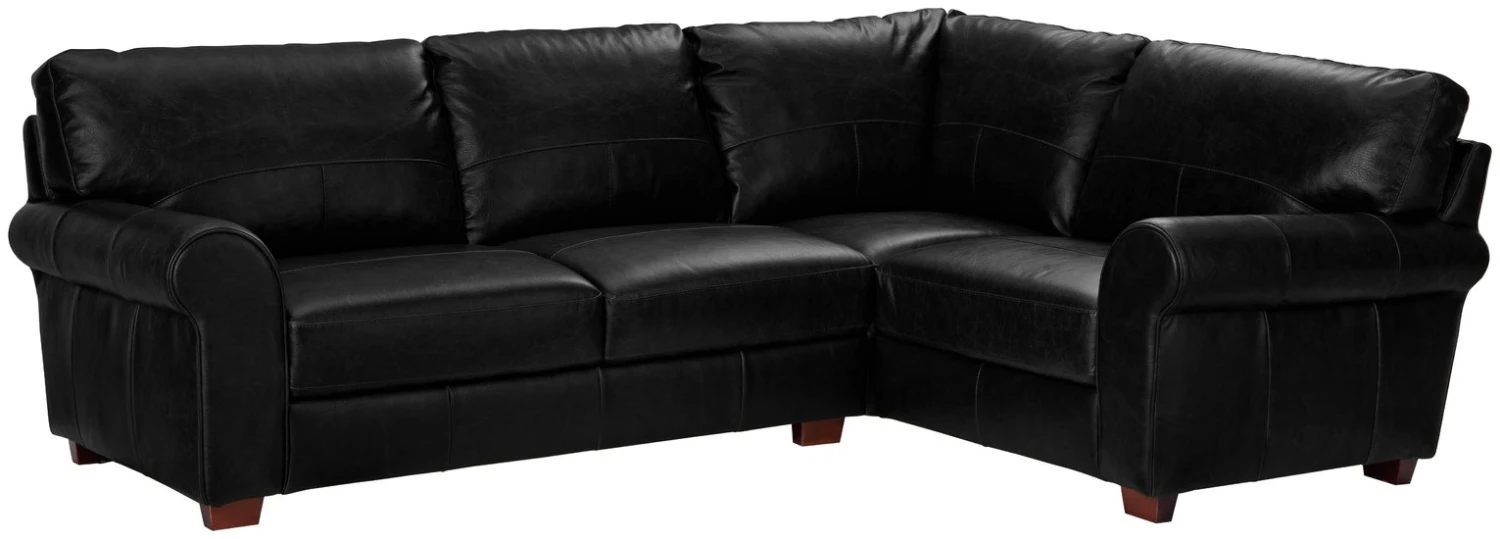 Habitat Salisbury Leather Left Hand Corner Sofa - Black - Image 9
