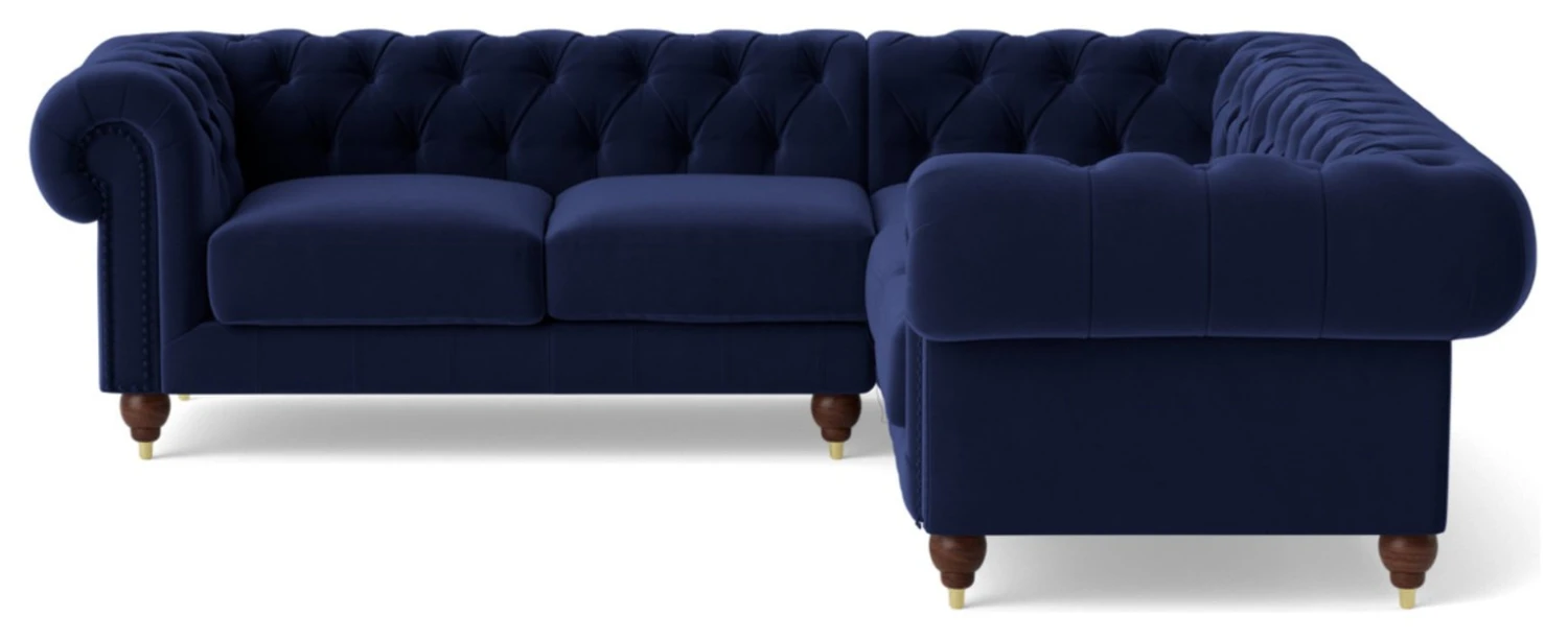 Swoon Winston Velvet 5 Seater Corner Sofa - Ink Blue - Image 5