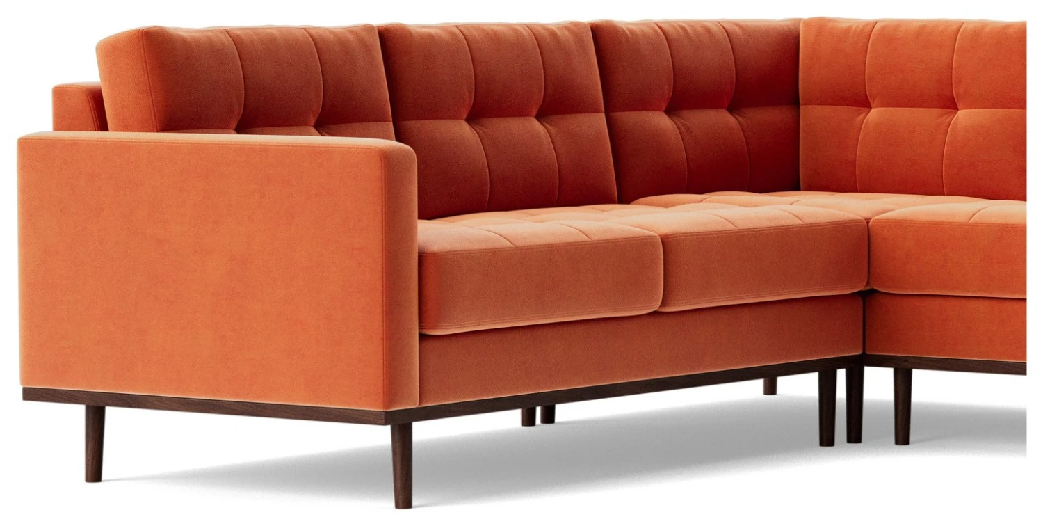 Swoon Berlin Velvet 5 Seater Corner Sofa - Burnt Orange - Image 5