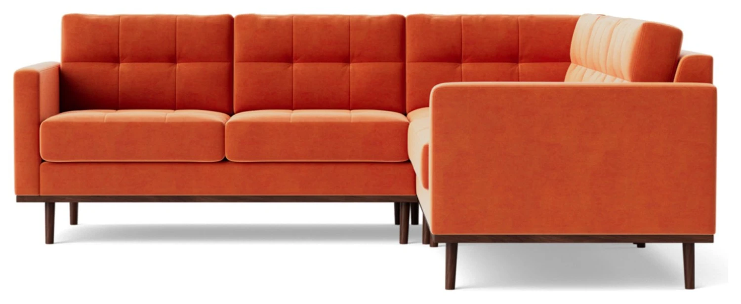 Swoon Berlin Velvet 5 Seater Corner Sofa - Burnt Orange - Image 6