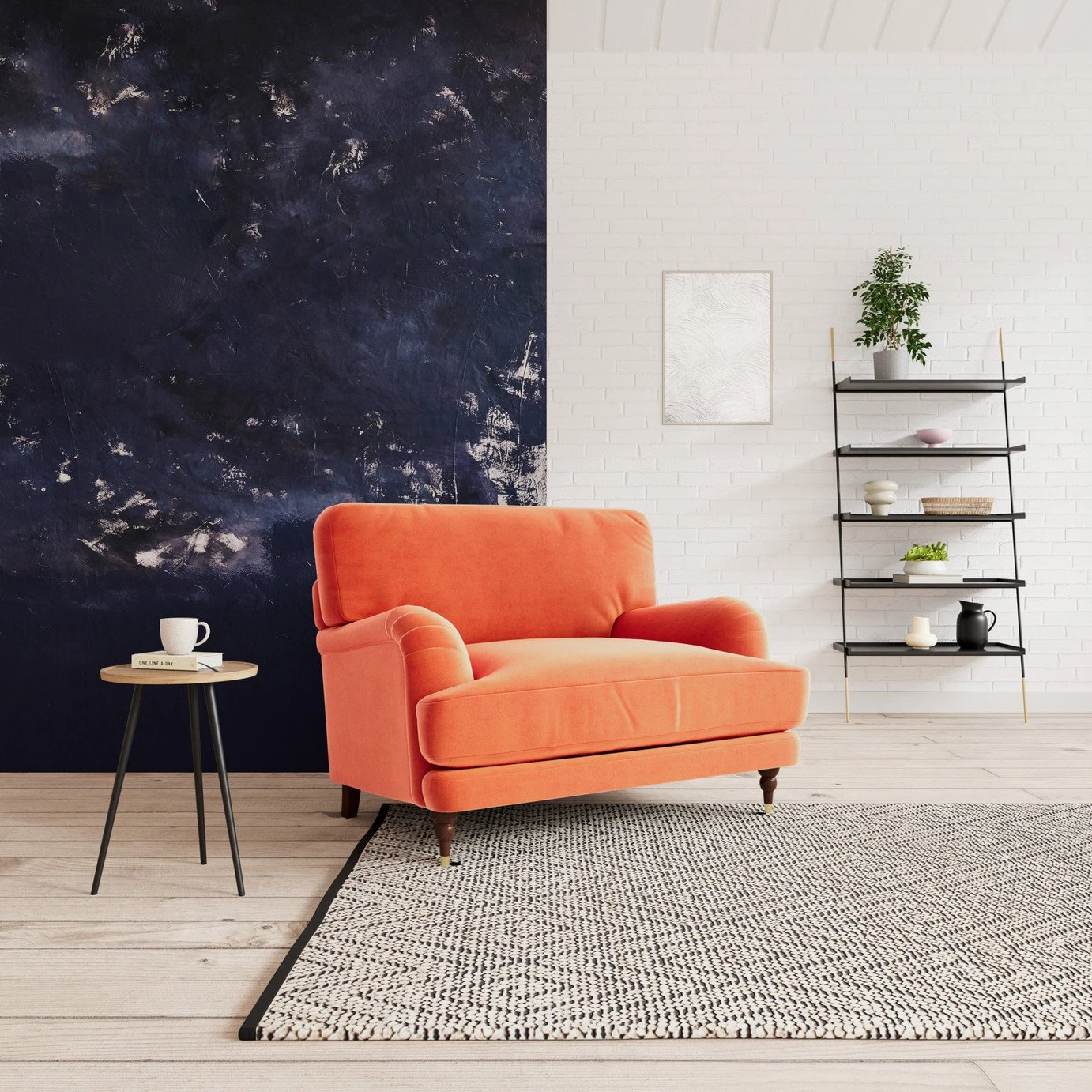 Swoon Charlbury Velvet Cuddle Chair - Burnt Orange - Image 2