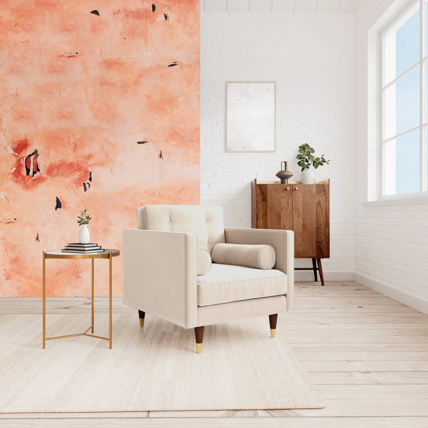 Swoon Porto Velvet Armchair - Taupe - Image 2