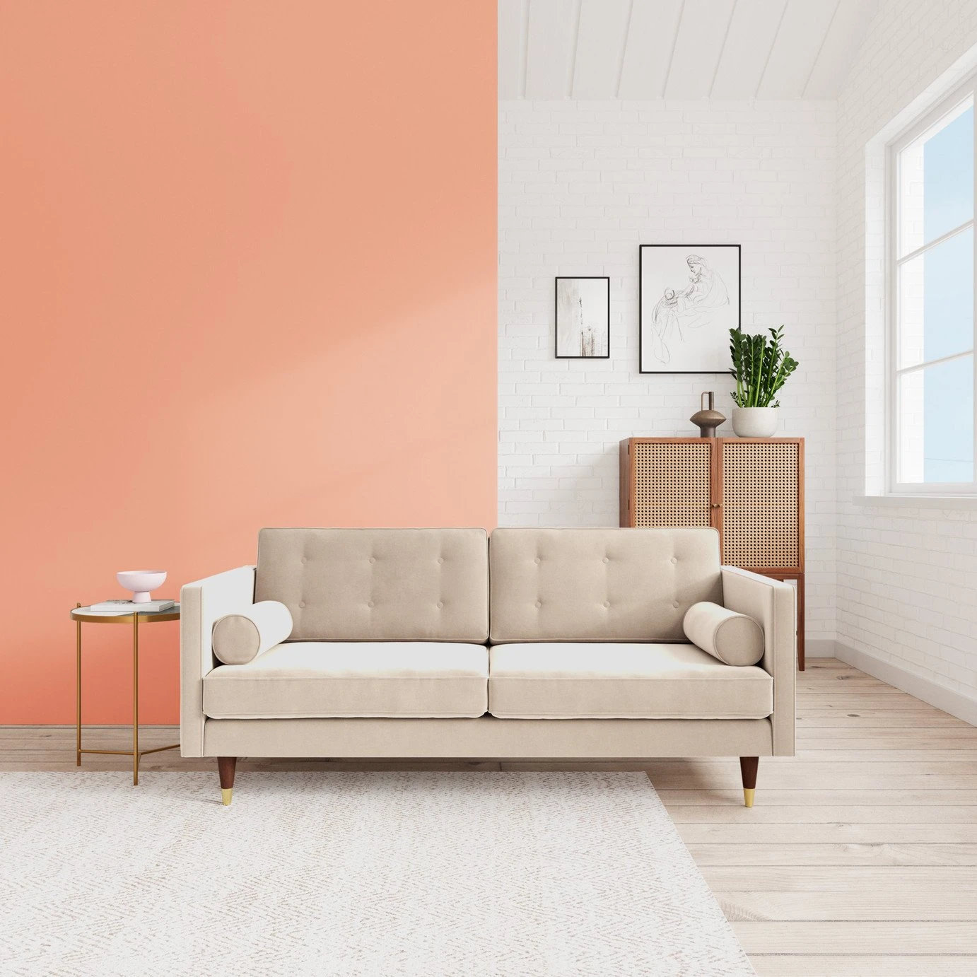 Swoon Porto Velvet 2 Seater Sofa - Taupe - Image 2