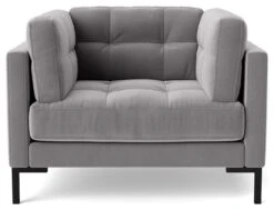 Swoon Landau Velvet Armchair - Silver Grey
