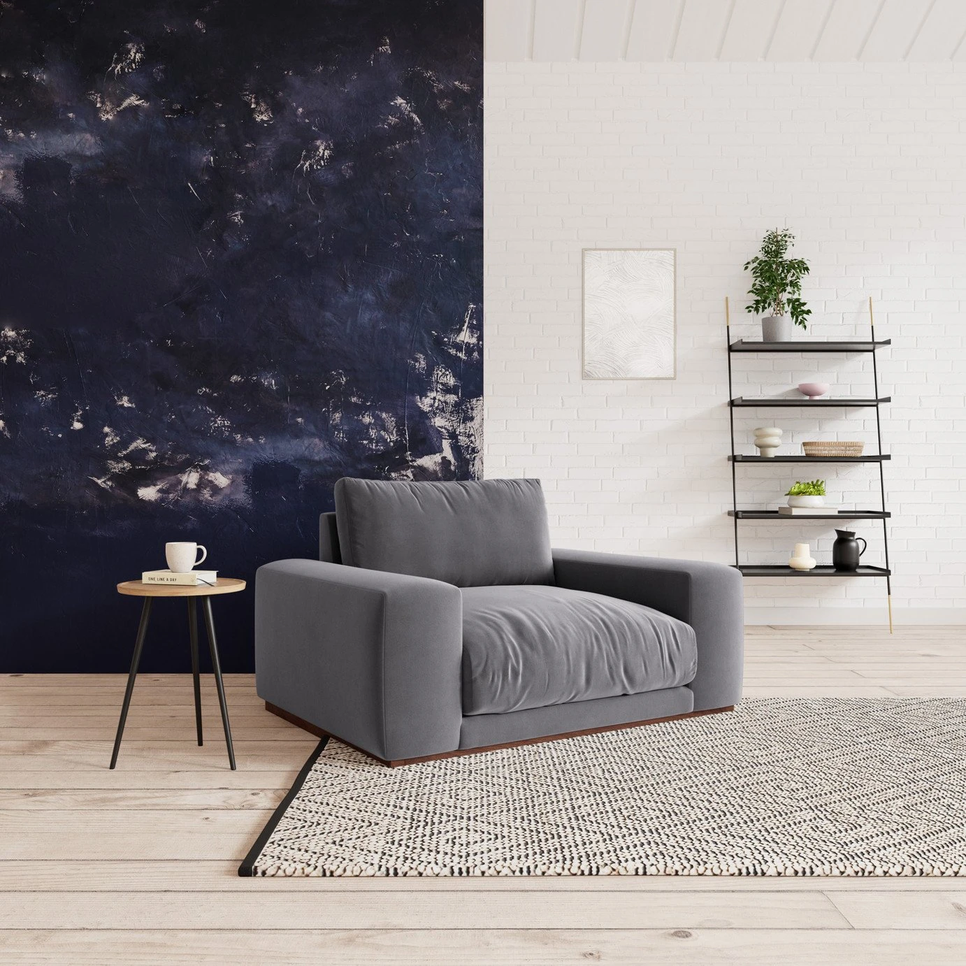 Swoon Denver Velvet Cuddle Chair - Granite Grey - Image 2