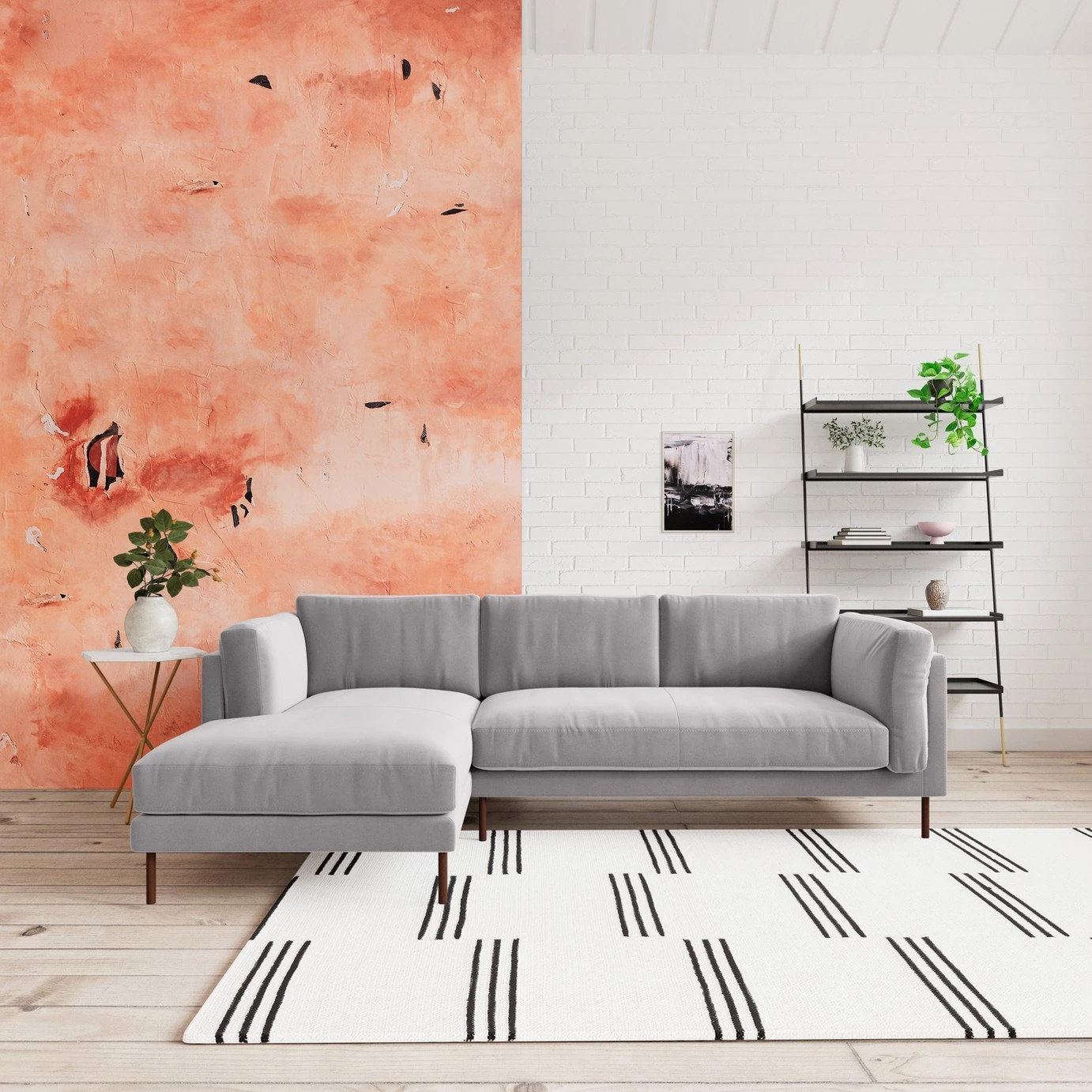 Swoon Munich Velvet Left Hand Corner Sofa - Silver Grey - Image 2