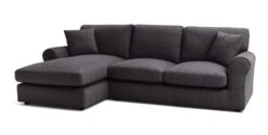 Habitat Lisbon Fabric Left Hand Corner Chaise Sofa- Charcoal