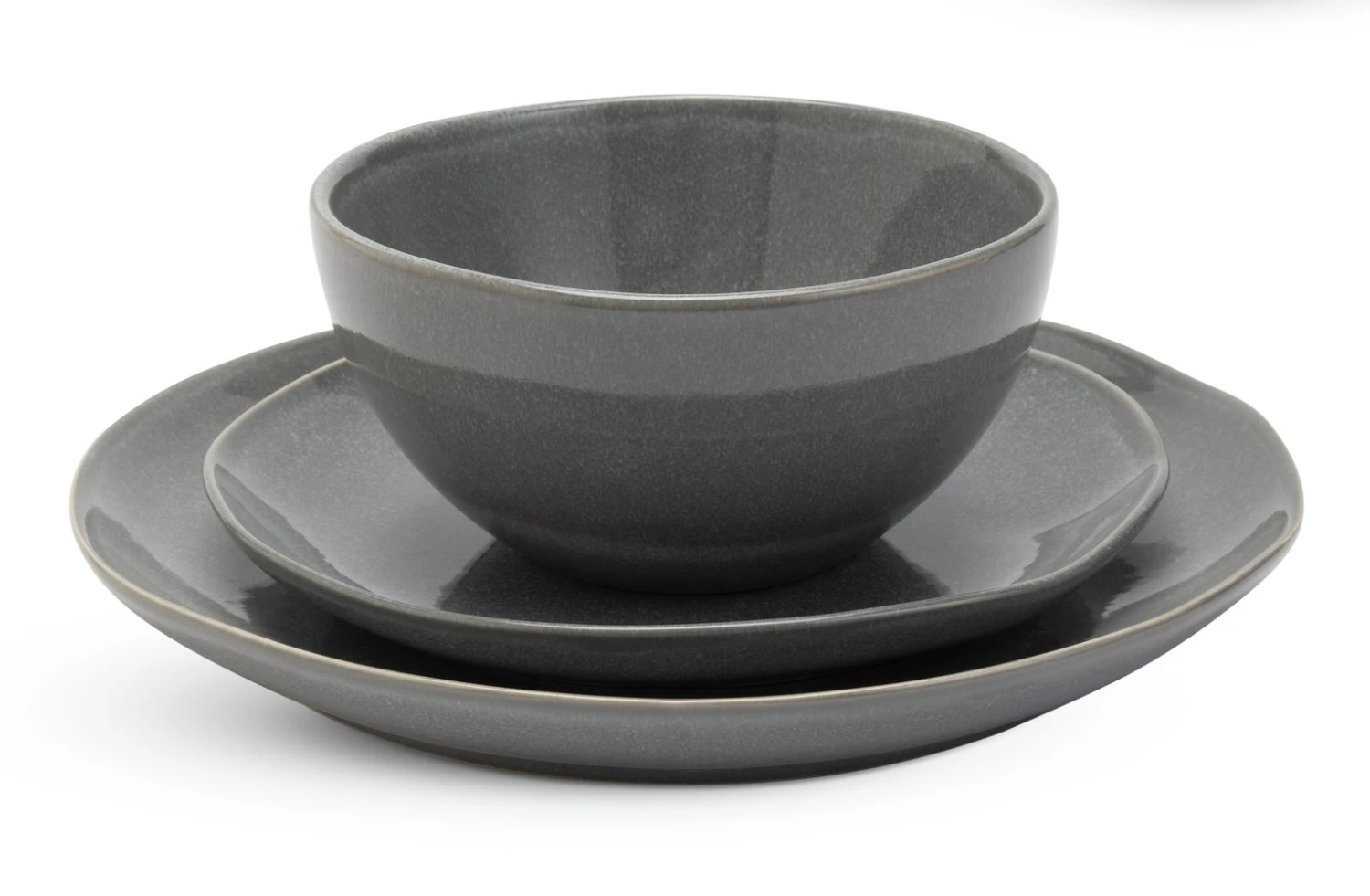 Habitat 12 Piece Stoneware Dinner Set - Grey - Image 3