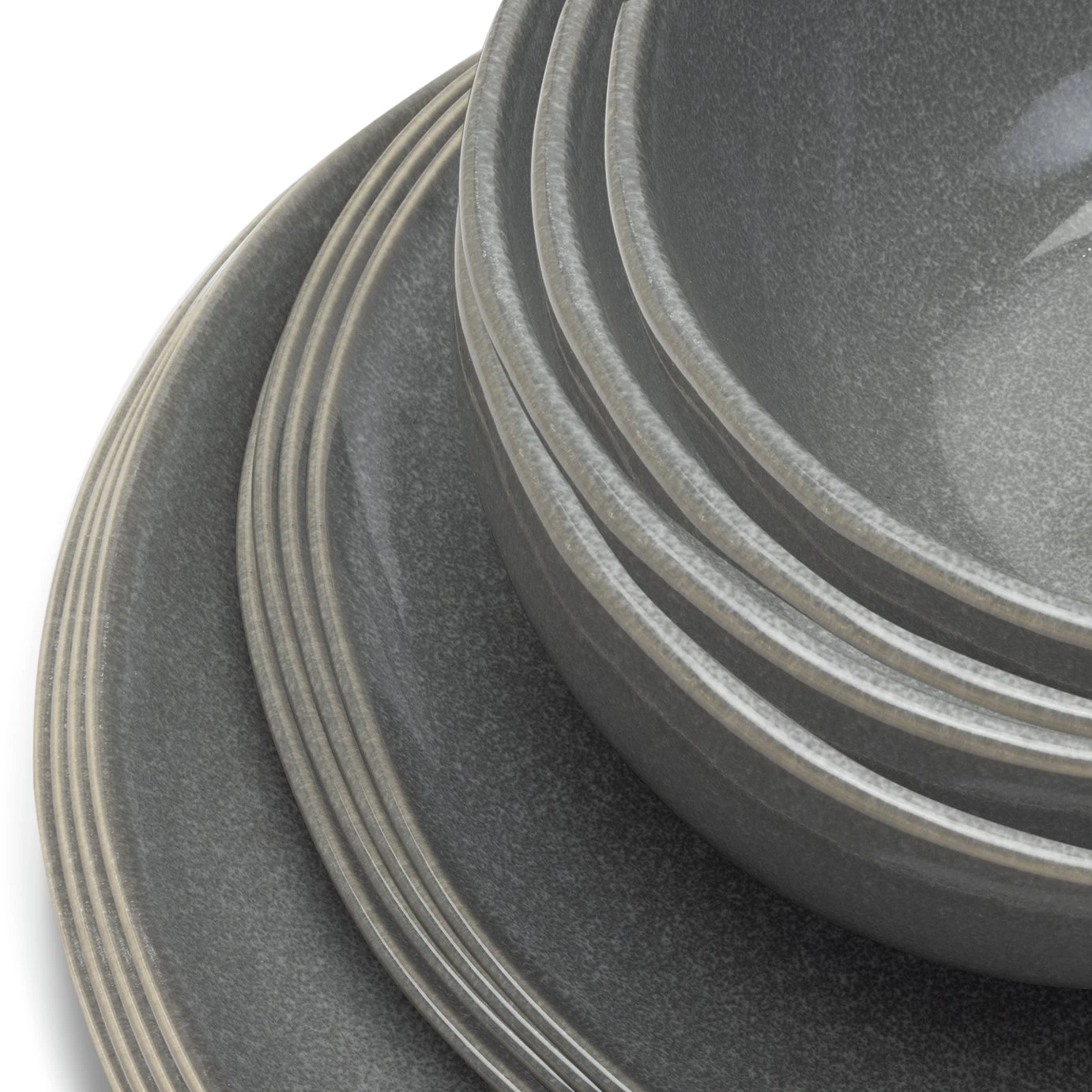Habitat 12 Piece Stoneware Dinner Set - Grey - Image 6