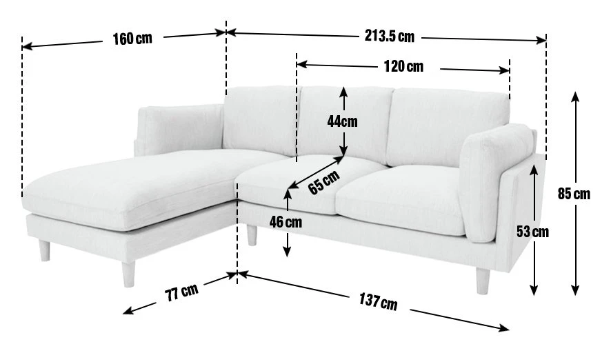 Habitat Salome Fabric Left Hand Corner Chaise Sofa - Grey - Image 4