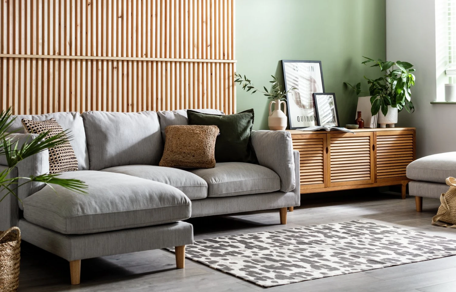 Habitat Salome Fabric Left Hand Corner Chaise Sofa - Grey - Image 2