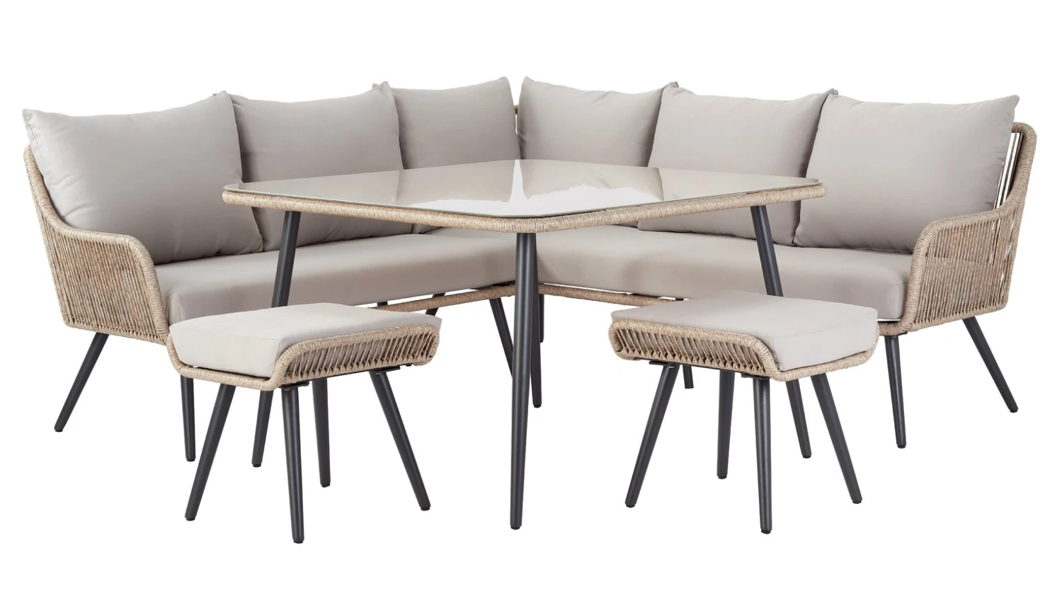 Habitat Malta 6 Seater Rattan Effect Garden Corner Sofa Set - Image 4