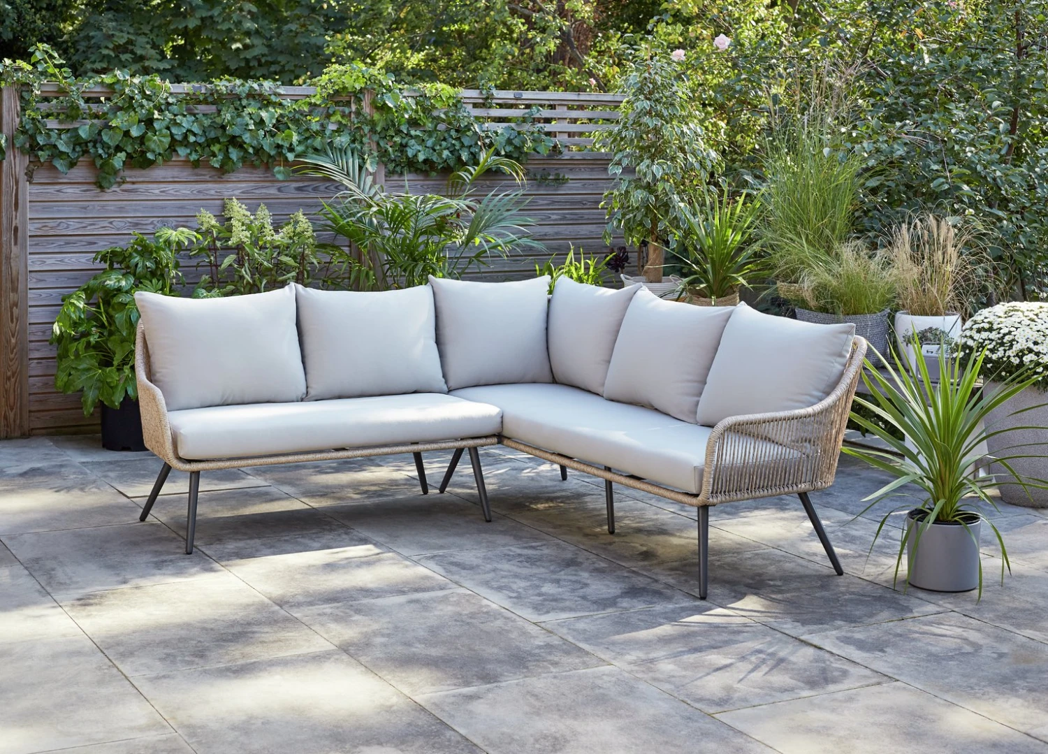 Habitat Malta 6 Seater Rattan Effect Garden Corner Sofa Set - Image 9