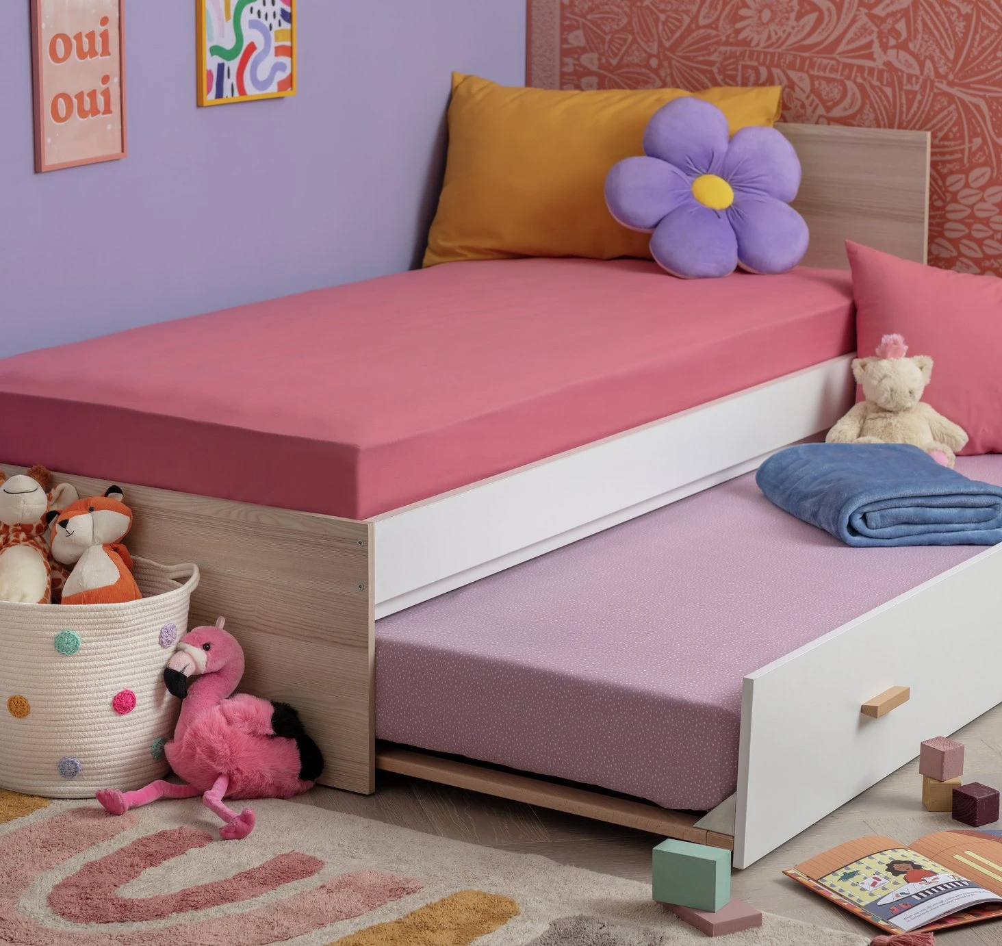 Habitat Kids Enchanted Pink 2 Pack Fitted Sheet - Toddler - Image 2