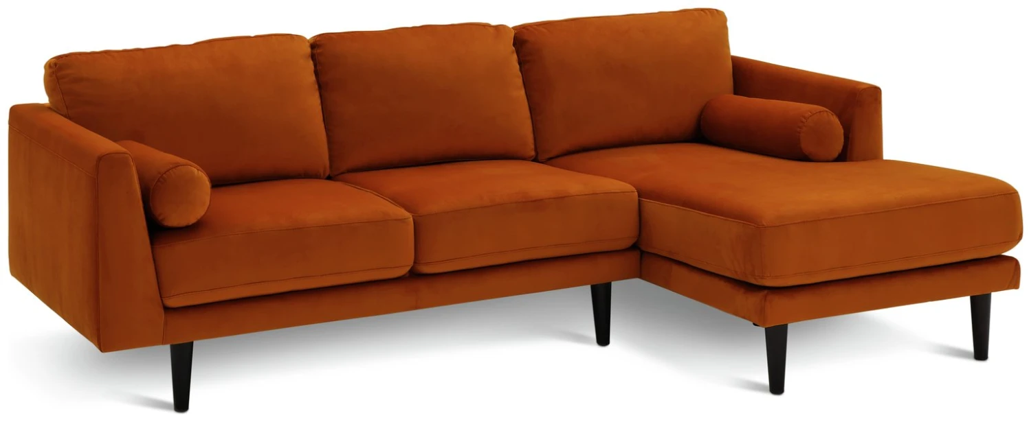 Habitat Jacob Velvet Right Hand Corner Sofa - Orange