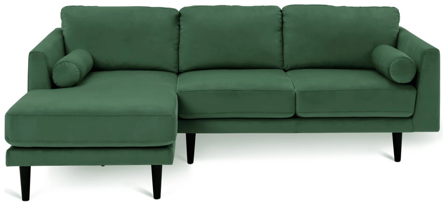 Habitat Jacob Velvet Left Hand Corner Sofa - Emerald Green