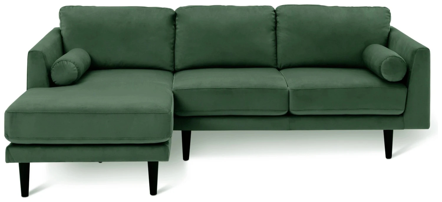 Habitat Jacob Velvet Left Hand Corner Sofa - Emerald Green - Image 3