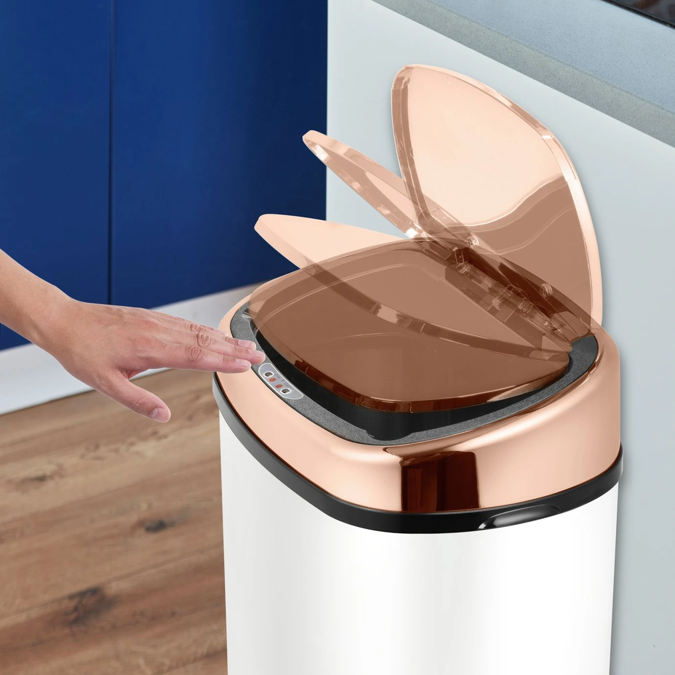 Tower 58 Litre Sensor Bin - Rose Gold And White - Image 3