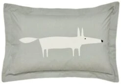 Scion Cotton Mr Fox Patterned Pillowcase - Silver