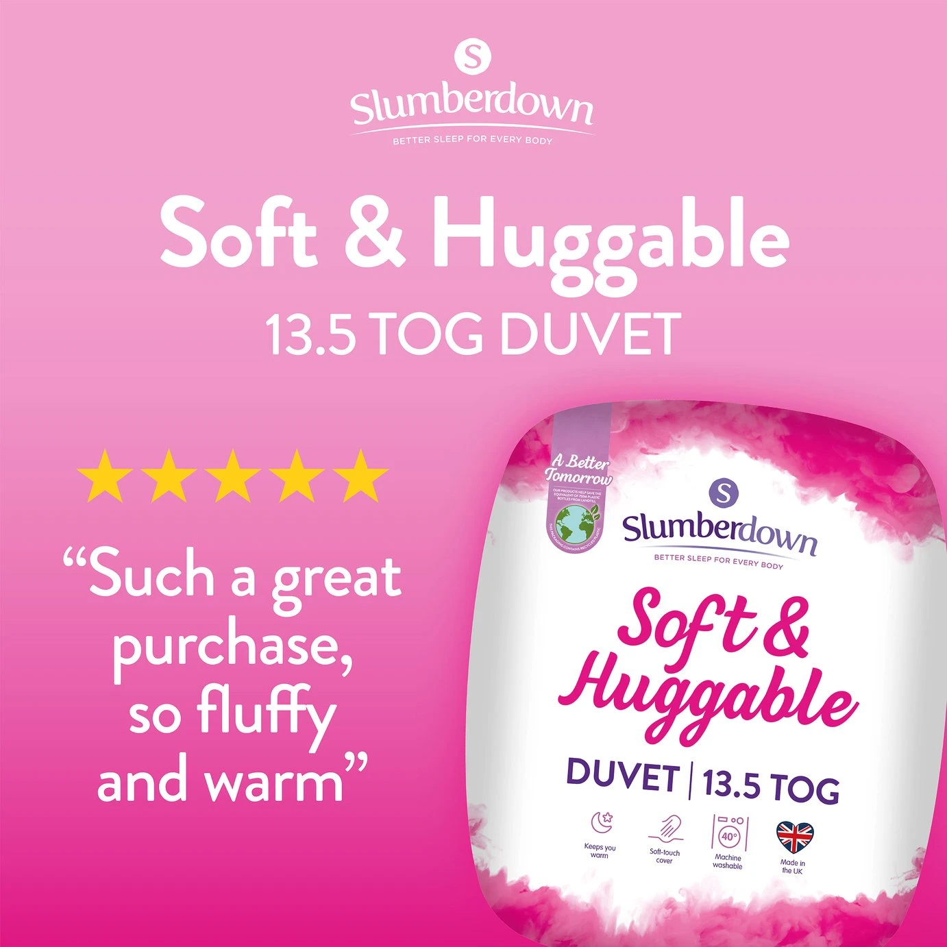 Slumberdown Soft And Huggable 13.5 Tog Duvet - Single - Image 2