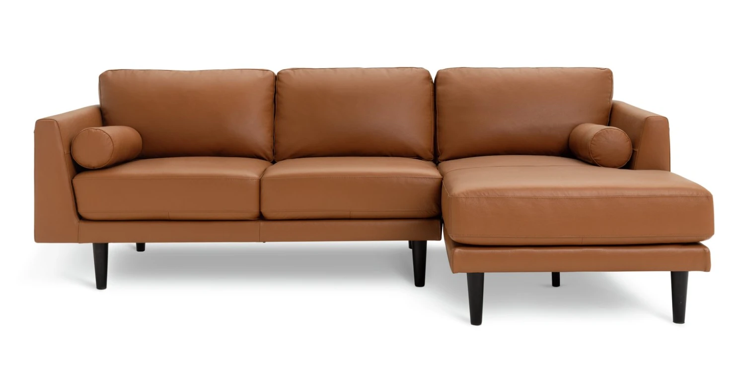 Habitat Jackson Leather Right Corner Chaise Sofa - Tan - Image 5