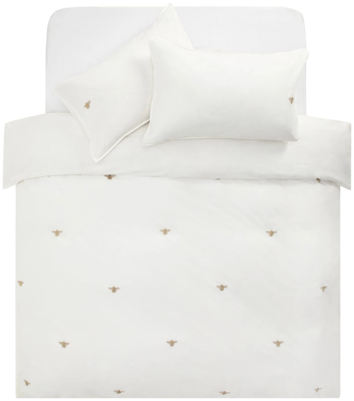 Habitat 180TC Embroidered Bee White Bedding Set - Single - Image 3