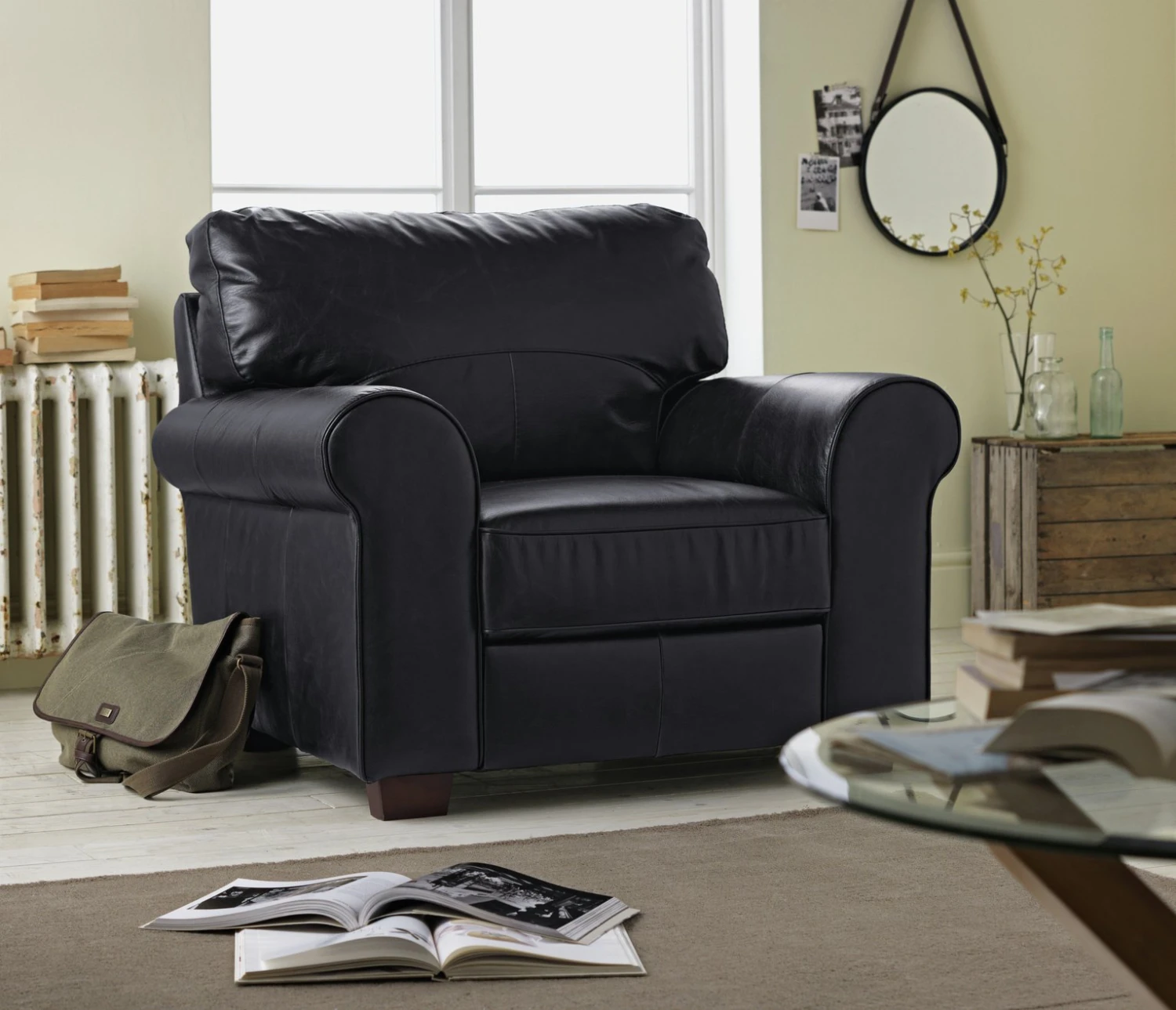 Habitat Salisbury Leather Armchair - Black - Image 2