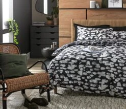 Habitat Cotton Bark Print Black & Grey Bedding Set - Double