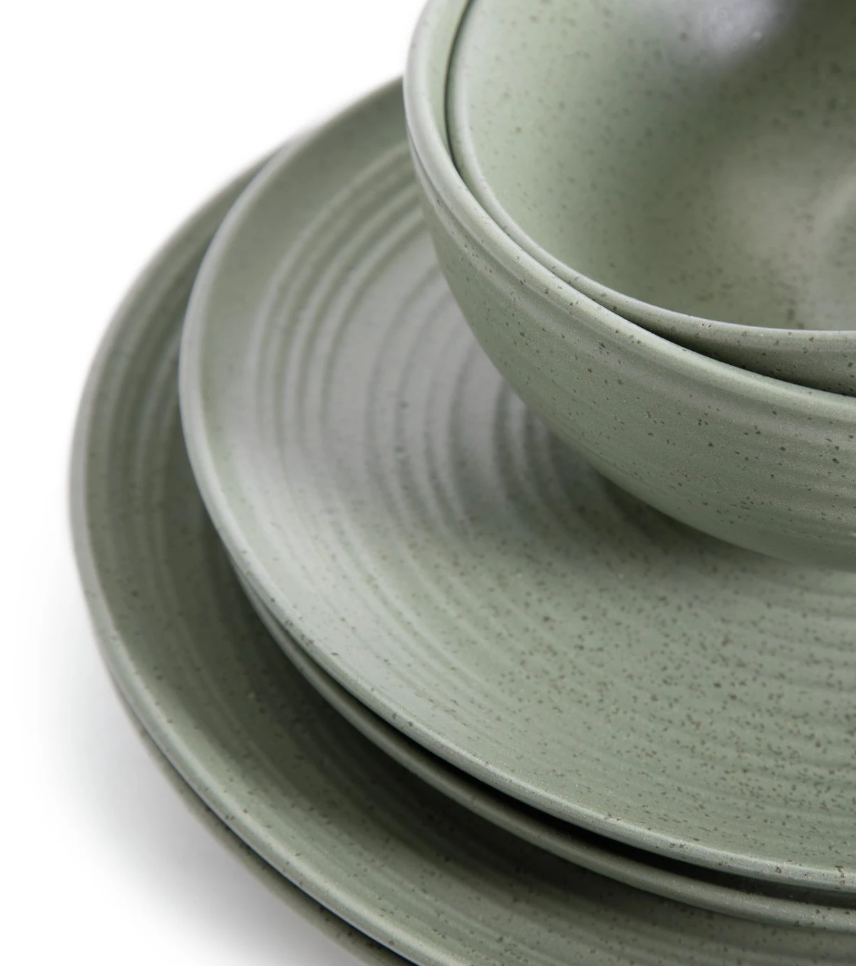 Habitat Textured Ripple 12 Piece Stoneware Dinner Set - Sage - Image 7