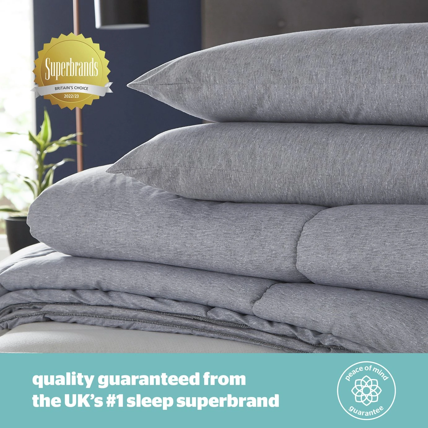 Silentnight Coverless 10.5Tog Grey Duvet & Pillowcase-Single - Image 6