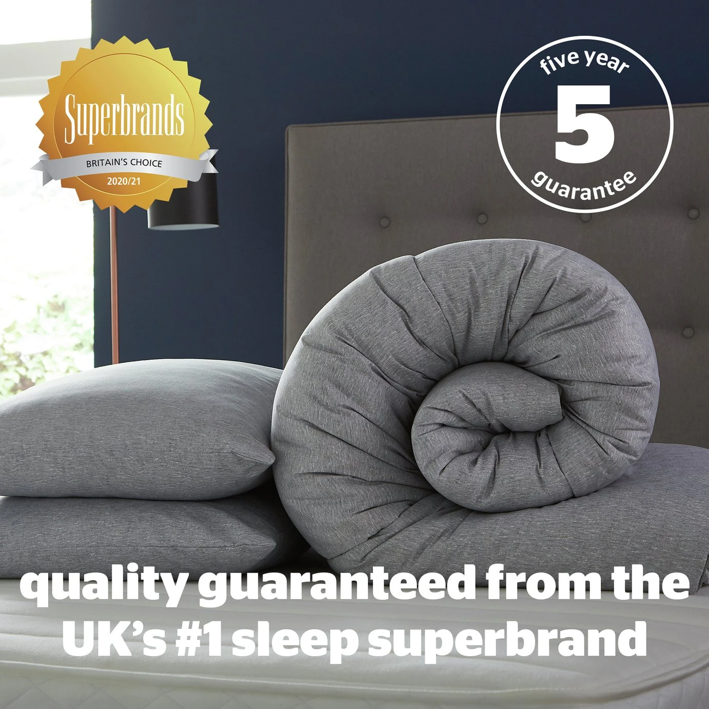 Silentnight Coverless 10.5Tog Grey Duvet & Pillowcase-Single - Image 9