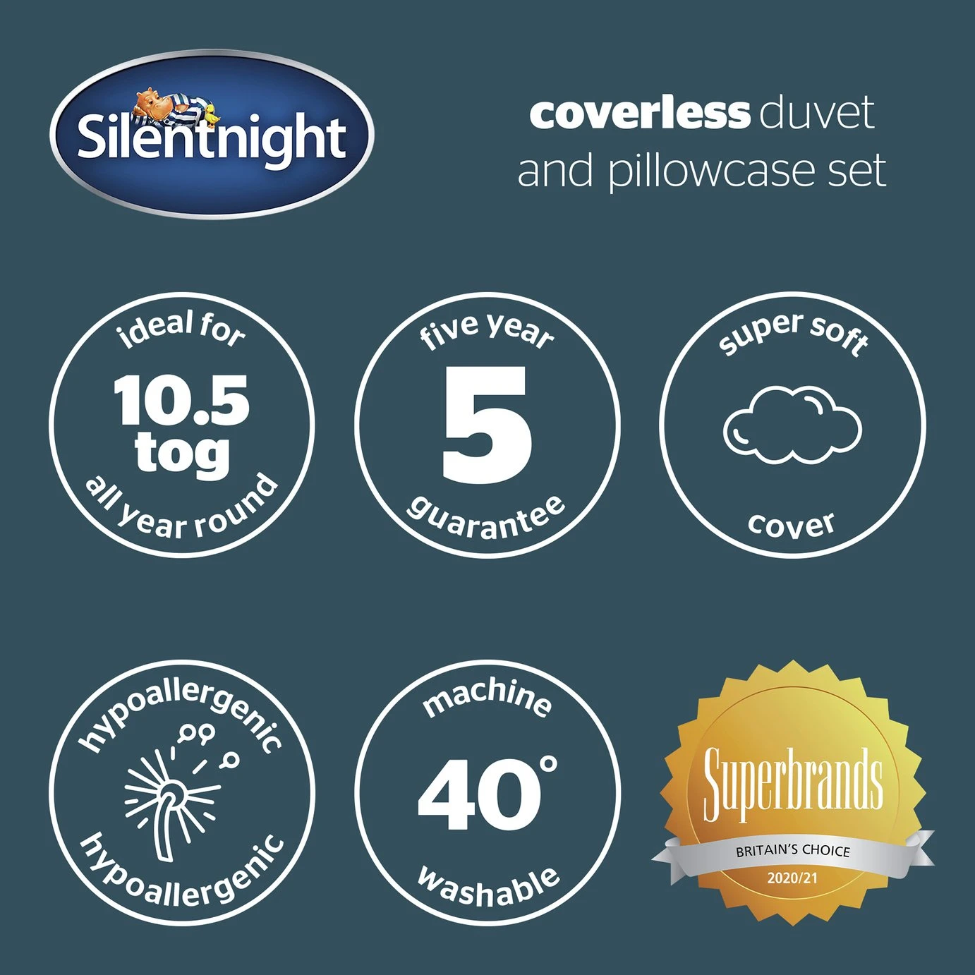 Silentnight Coverless 10.5Tog Grey Duvet & Pillowcase-Single - Image 10