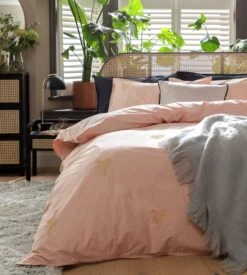 Habitat Embroidered Palm Pink Bedding Set - Single