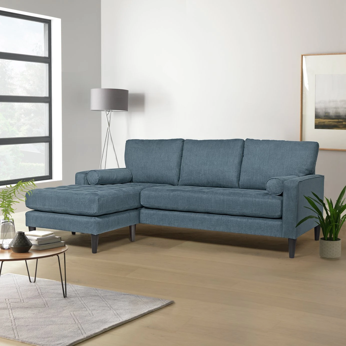 Habitat Hudson Fabric Corner Chaise Sofa - Linnet - Image 3